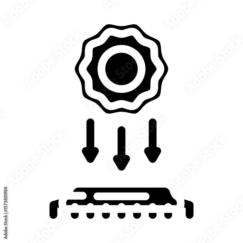light particles interacting chip glyph icon vector illustration
