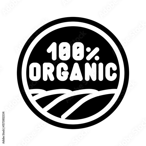 certified organic glyph icon vector illustration