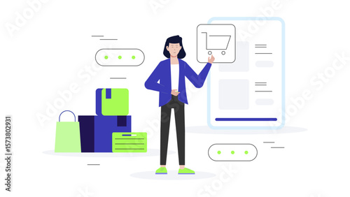 E-commerce seller setting discount pricing strategy, flat vector illustration