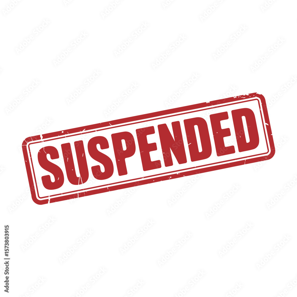 Fototapeta premium Red stamp with the word suspended in bold white letters