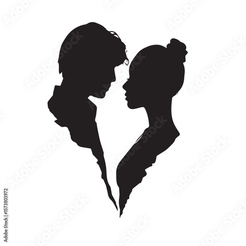 broken heart silhouette set, Black & White silhouette set