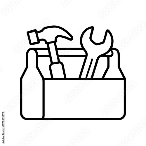 Toy tool box icon in outline style — symbol of creative role play
