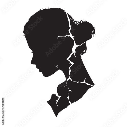 broken heart silhouette set, Black & White silhouette set