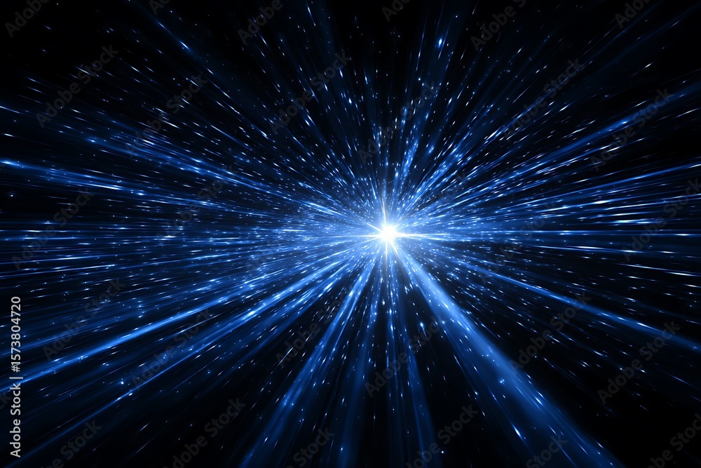 Naklejka premium Abstract Blue Light Burst: Energetic, Dynamic, Futuristic Background Image