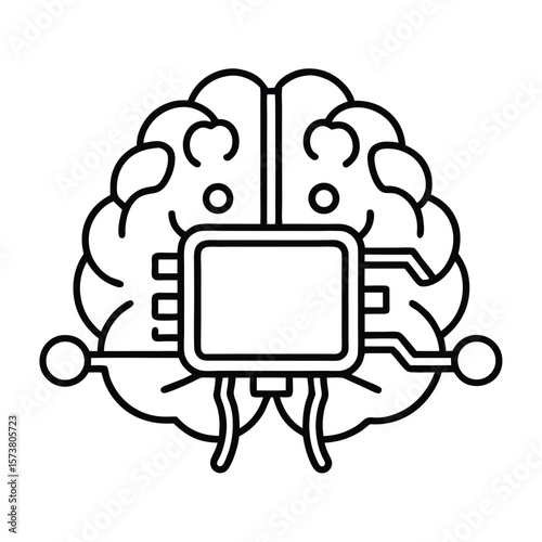 Smart Machine Brain Flat Vector Illustration of Artificial Intelligence