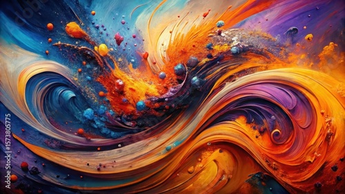 Abstract Whirlwind of Vibrant Hues and Textured Swirls, a Symphony of Color and Motion