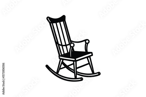 Elegant Rocking Chair Illustration in Black and White Silhouette Style silhouette