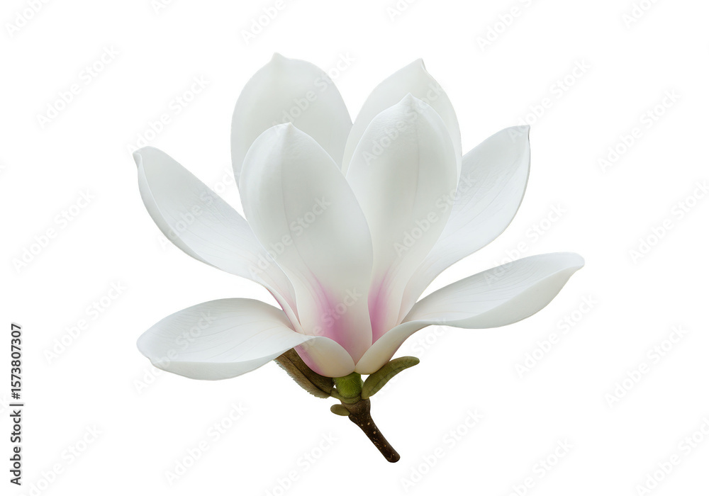 Naklejka premium Isolated Transparent White Magnolia Flower Bloom in Spring Season Beauty