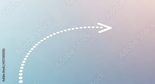 A gradient background with a curved dotted line leading to a white arrow pointing to the right side
