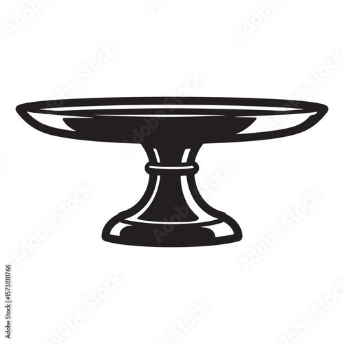 Elegant black and white cake stand vector illustration for culinary and design projects