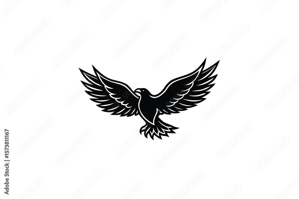 Obraz premium Majestic Eagle Soaring with Open Wings a Powerful Bird Silhouette