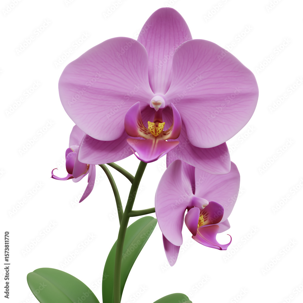 Obraz premium Close Up of a Pink Orchid Flower with Transparent Background Showcasing Delicate Petals