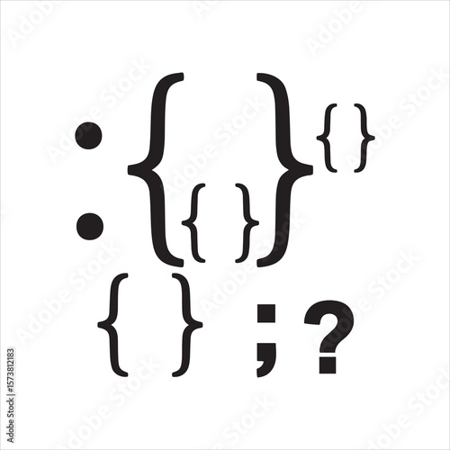 Collection of mathematical and punctuation symbols on a white background