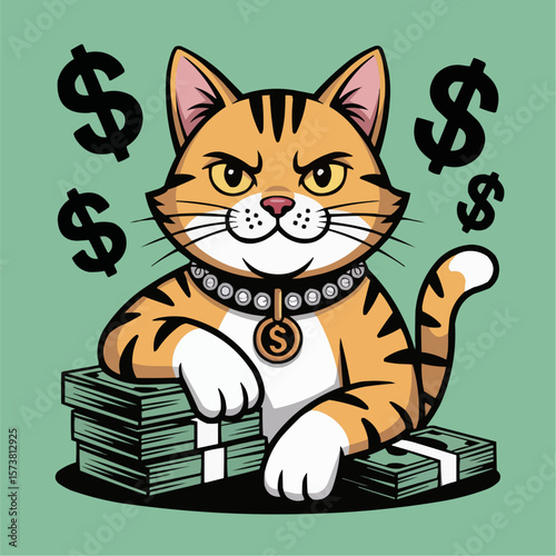 Cool Cartoon Cat with Bling and Attitude