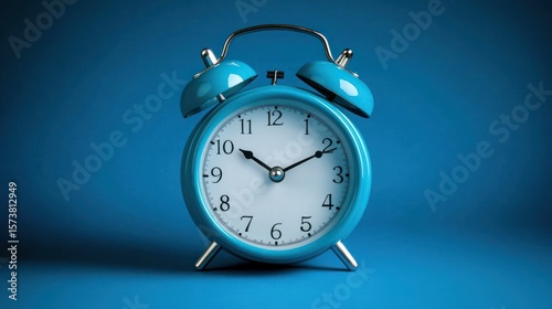 Wallpaper Mural Blue alarm clock on blue background, time management concept Torontodigital.ca