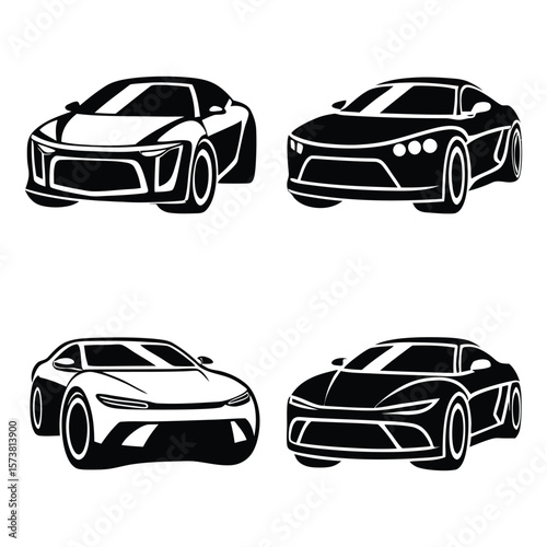 Front car silhouettes collection
