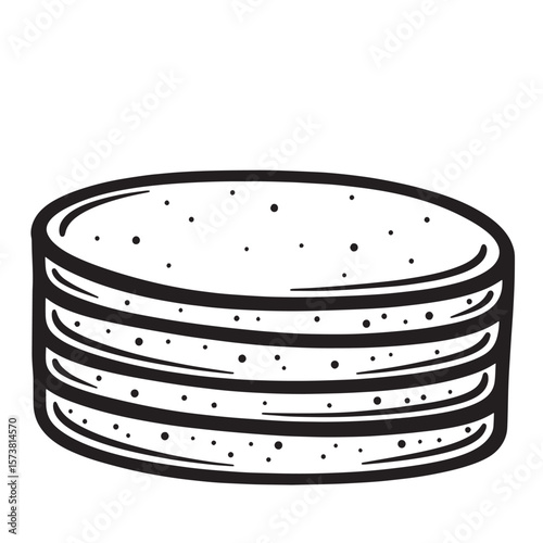 Stack of hand drawn flatbread tortillas isolated on white background for culinary themes