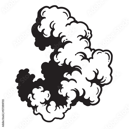 Stylized illustration of a black and white explosion cloud graphic for design projects