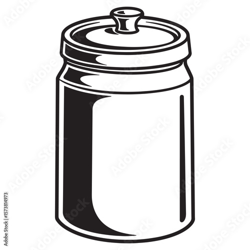 Vector illustration of a classic jar with lid depicting storage and container concept