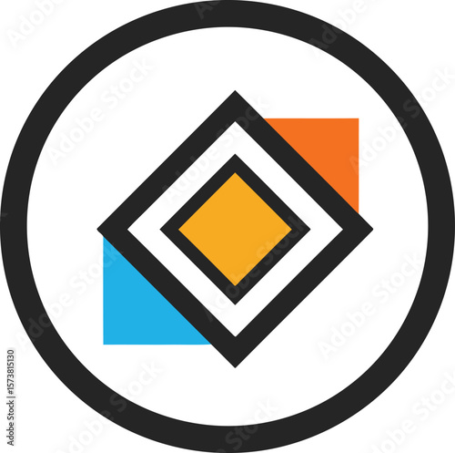 Photo camera and frame icon set in orange circular vector design