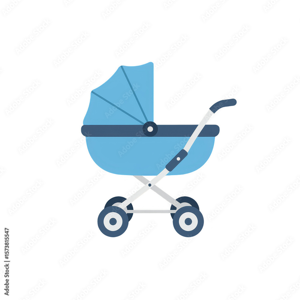Illustration Of A Blue Baby Stroller Pram For Infant Transport Isolated Illustration Of A Blue Baby Stroller Pram For Infant Transport Isolated