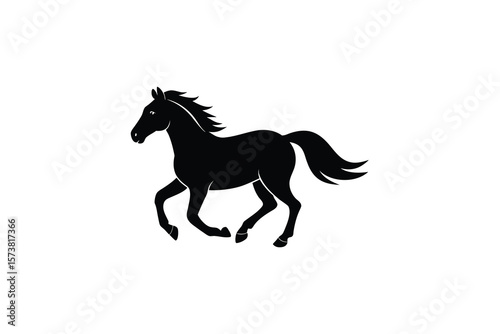 Running Horse Silhouette Elegant Minimalist Design