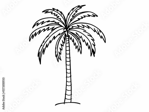 Palm Tree  Single Line Drawing with Editable Stroke and Copy Space