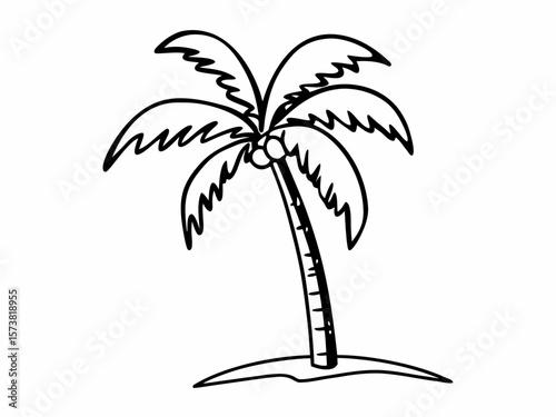 Palm Tree  Single Line Drawing with Editable Stroke and Copy Space