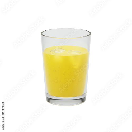 Wallpaper Mural Glass of Refreshing Yellow Beverage with Ice Cubes Torontodigital.ca