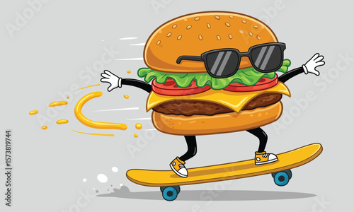 A tasty, isolated fast-food hamburger with cheese, lettuce, tomato, and onion on a sesame bun, served with fries