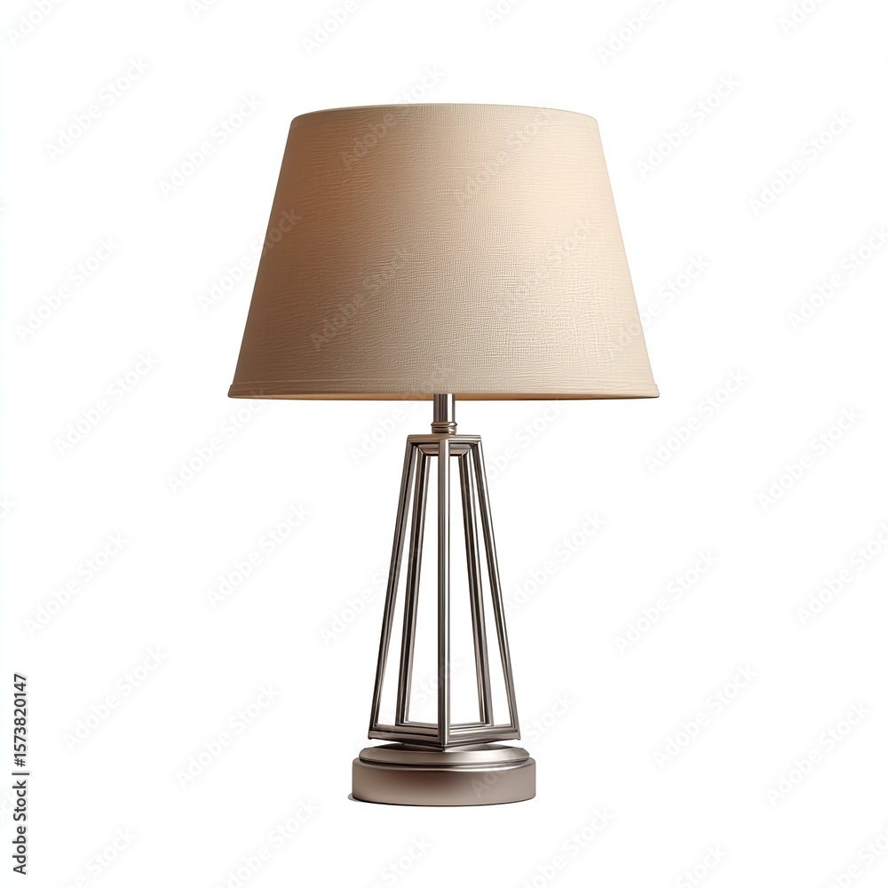 Obraz premium Elegant Modern Table Lamp with Cream Shade and Metal Base