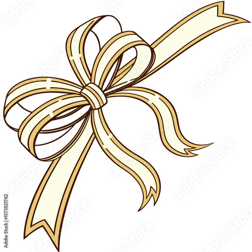 Elegant Ribbon Bow Illustration Celebration Gift Wrapping Decoration Design Element Festive Occasion Party Favor Holiday Packaging