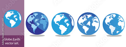 Earth set icons, Globes with World Maps, set Earth globe hemispheres with continents vector