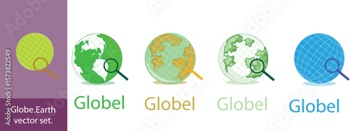 Earth set icons, Globes with World Maps, set Earth globe hemispheres with continents vector