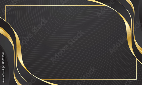 Black gold wave background for luxury certificate