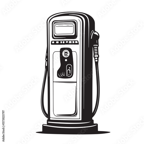 fuel dispenser line art silhouette vector illustration 