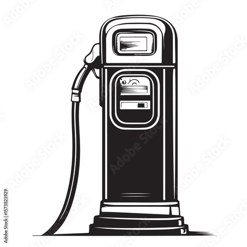 fuel dispenser line art silhouette vector illustration 