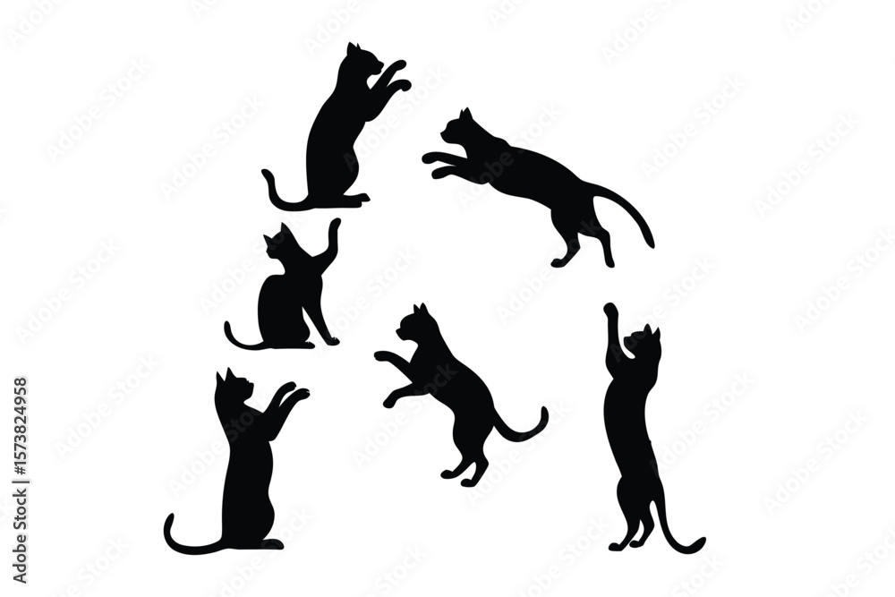cat A series of black silhouettes cat A series of black silhouettes