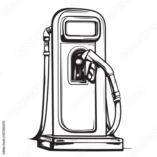 fuel dispenser line art silhouette vector illustration 