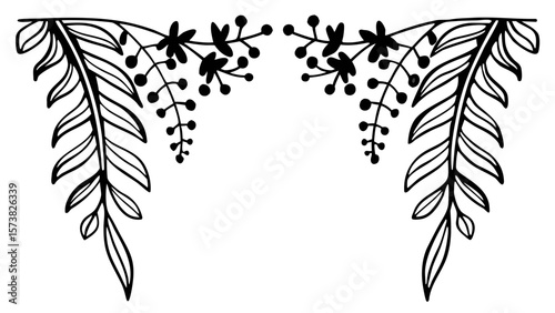 Set watercolor green leaves frame border floral tree branches design resources elements isolated on transparent background