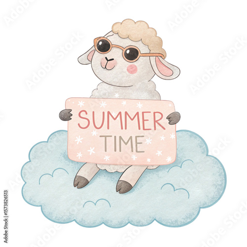 Cute Animal on a Cloud Sunglasses Summer Time Sign

