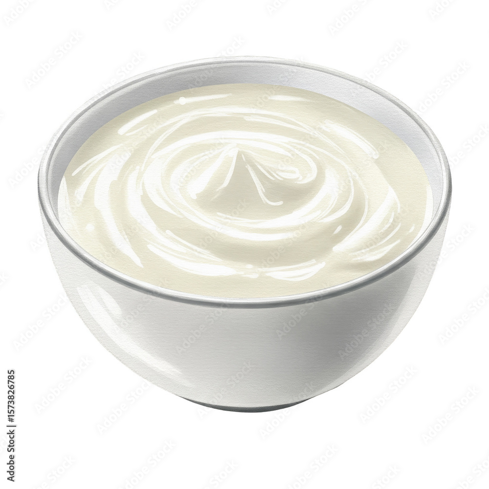 Isolated Creamy Yogurt Dip In White Bowl On Transparent Background Isolated Creamy Yogurt Dip In White Bowl On Transparent Background