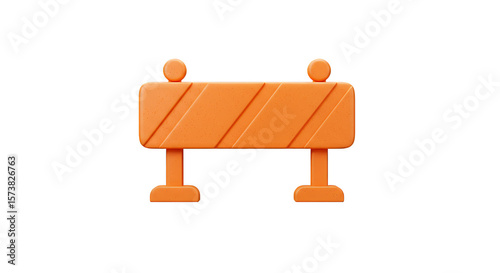 Orange Barrier 3D Roadblock on Transparent Background Traffic Safety