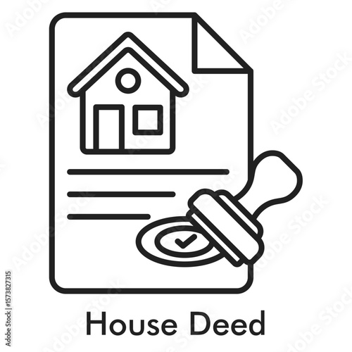 House Deed Icon - Line Style