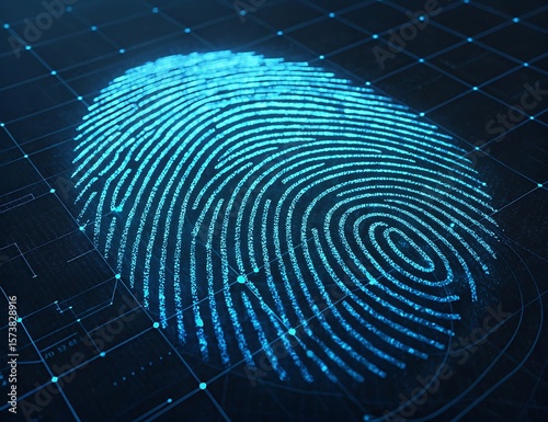Abstract Digital Fingerprint Biometric Security Technology Concept