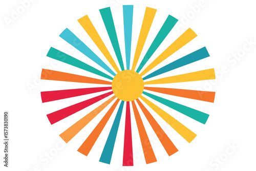 Vibrant Sunburst Design Colorful Rays of Sunshine Illustration Ai Generated