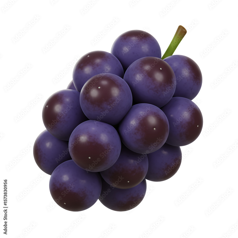Fototapeta premium Plump Dark Purple Grapes on Transparent Background