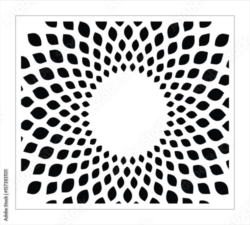 Abstract Floral Pattern Black Leaves Forming A Circle On White Background Vector Design