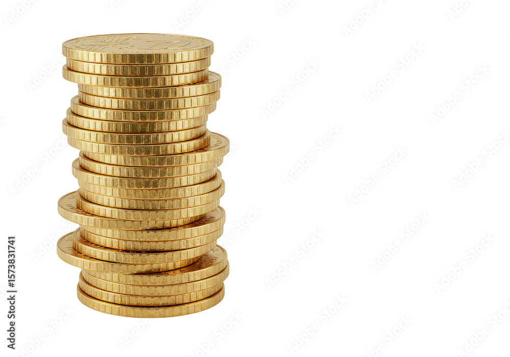 Isolated Gold Coins Stack on Transparent Background Wealth and Finance Isolated Gold Coins Stack on Transparent Background Wealth and Finance