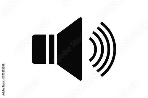 Simple black and white graphic icon representing sound waves emanating from a speaker symbol